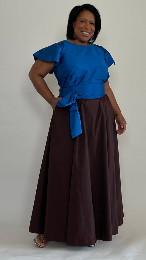 Cobalt Blue Taffeta Blouse